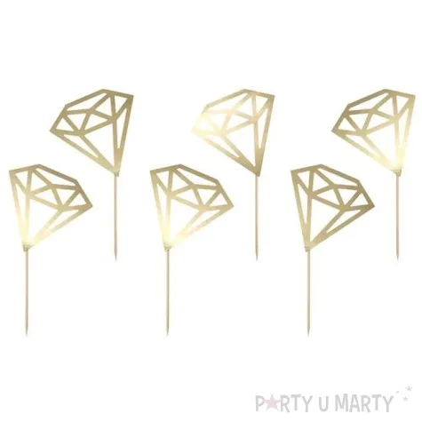 szpilki drewniane diamenty zloty partydeco 9 5cm 6 szt