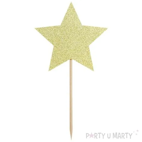 szpilki drewniane gwiazdki zloty partydeco 11 5 cm 6 szt