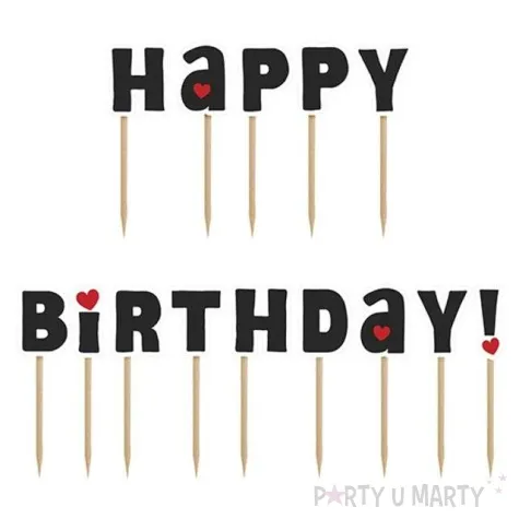 szpilki drewniane happy birthday 9 2 cm