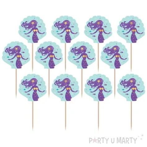 szpilki drewniane mermaid wishes mix amscan 8 8 cm 24 szt