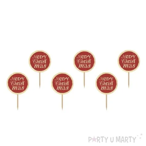 szpilki drewniane merry christmas 6 szt
