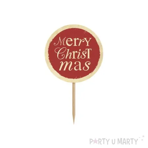 szpilki drewniane merry christmas 6 szt