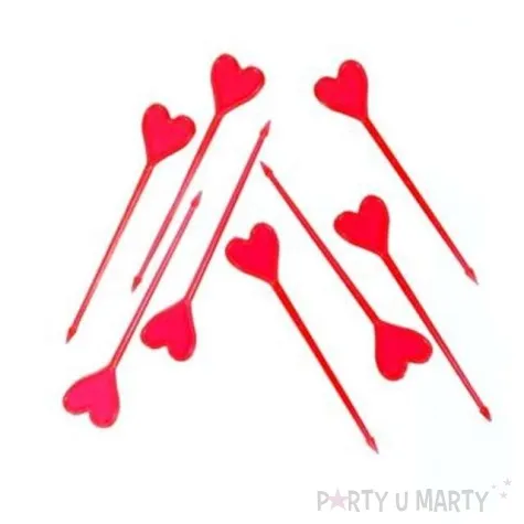 szpilki plastikowe serce czerwone 8 cm 200 szt