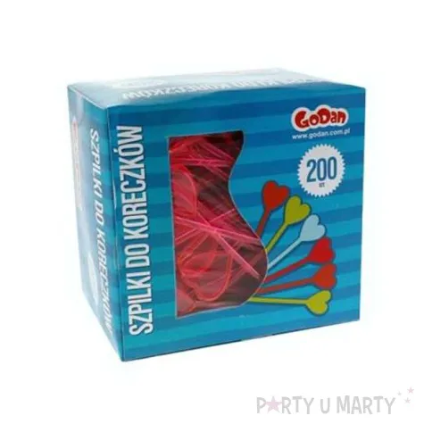 szpilki plastikowe serce czerwone 8 cm 200 szt