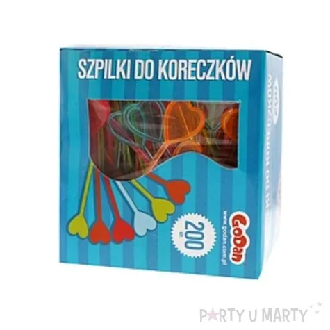 szpilki plastikowe serce mix 8 cm 200 szt