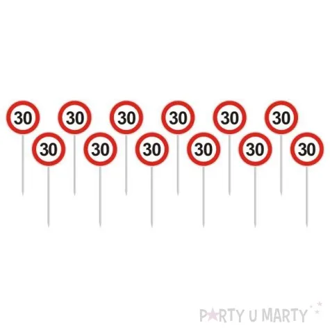 szpilki plastikowe urodziny 30 traffic birthday funny fashion 12 szt