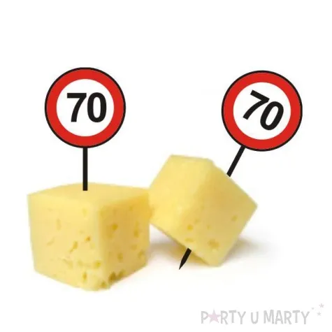 szpilki plastikowe urodziny 70 traffic birthday funny fashion 12 szt