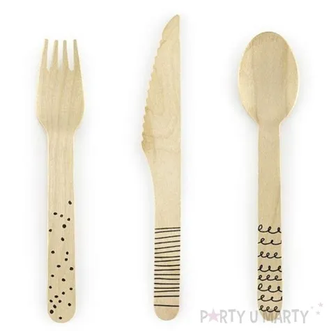 sztucce drewniane classic czarne 16 cm 18 szt