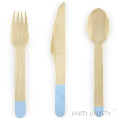 sztucce drewniane classic niebieskie jasne 16 cm 18 szt