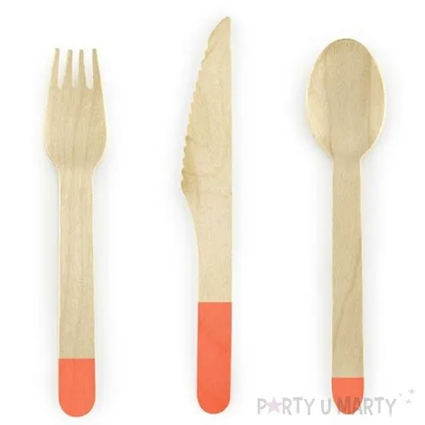 sztucce drewniane classic pomaranczowe 16 cm 18 szt