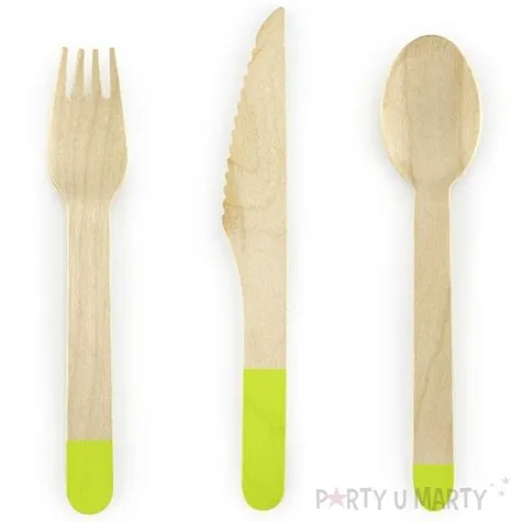 sztucce drewniane classic zielone jasne 16 cm 18 szt