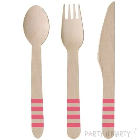 sztucce drewniane flamingo paradise rozowe 16 cm 24 szt