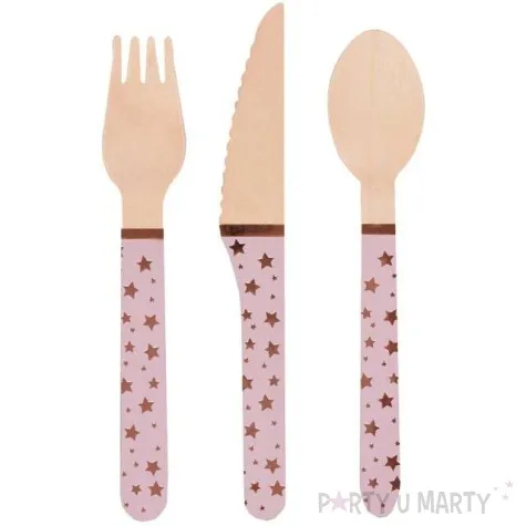 sztucce drewniane glitz glamour rozowe neviti 24 szt