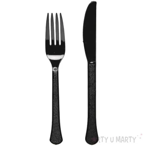 sztucce plastikowe charcoal czarny amscan 19 5 cm 24 szt