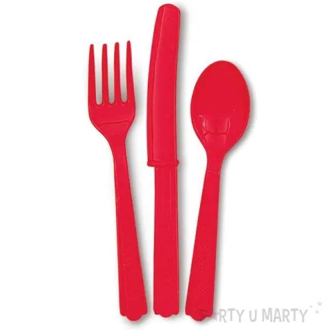 sztucce plastikowe classic czerwone 18 szt