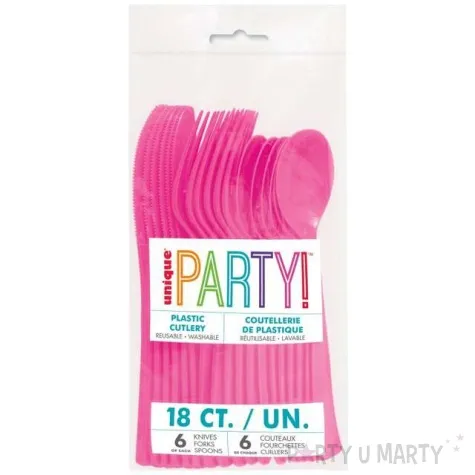 sztucce plastikowe classic rozowe 18 szt