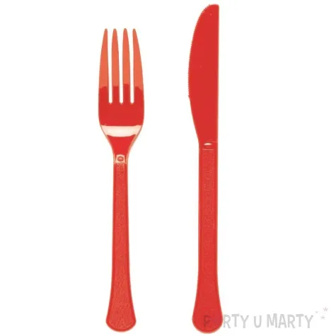 sztucce plastikowe fiesta czerwony amscan 19 5 cm 24 szt