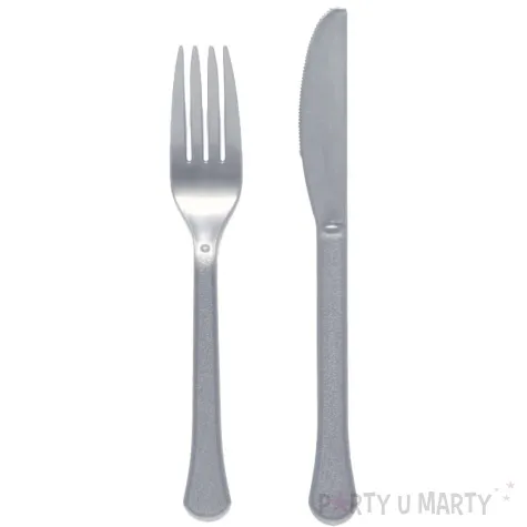 sztucce plastikowe graphite szary amscan 19 5 cm 24 szt