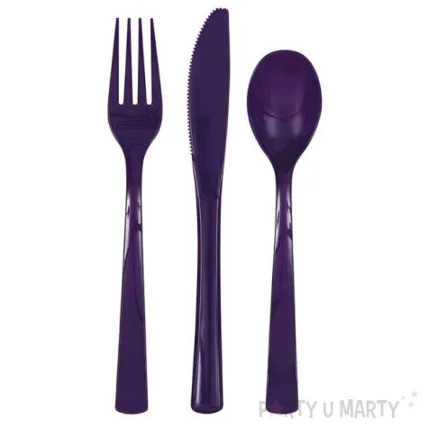 sztucce plastikowe premium ciemnofioletowe 18 szt