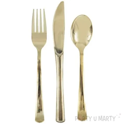 sztucce plastikowe premium zlote 18 szt