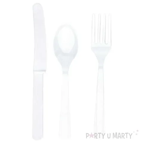 sztucce plastikowe zestaw amscan biale 24 szt