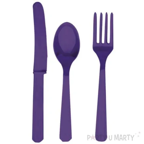 sztucce plastikowe zestaw amscan fioletowe 24 szt