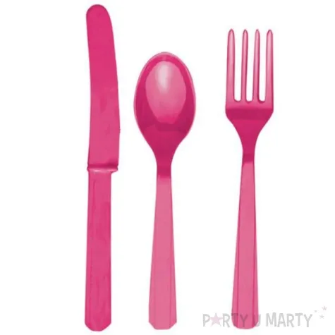 sztucce plastikowe zestaw amscan fuksja 24 szt