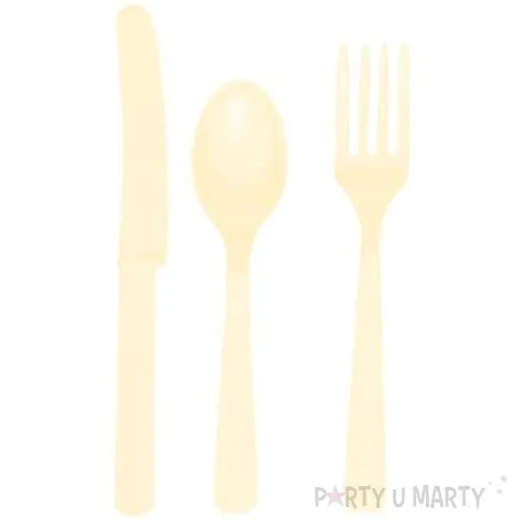 sztucce plastikowe zestaw amscan kremowe 24 szt