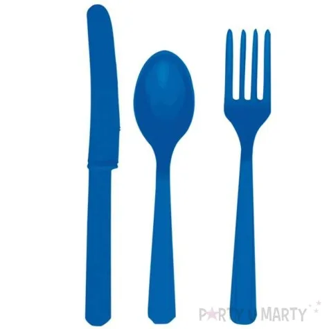 sztucce plastikowe zestaw amscan niebieskie 24 szt