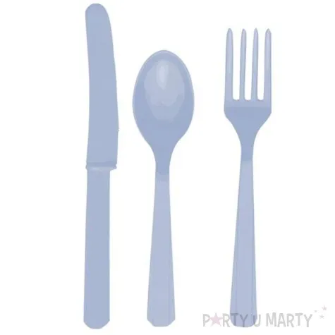 sztucce plastikowe zestaw amscan niebieskie pastelowe 24 szt