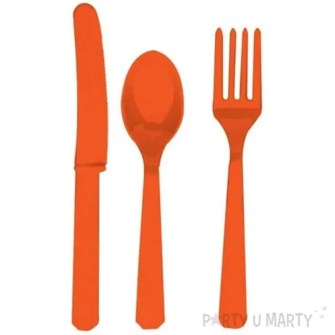 sztucce plastikowe zestaw amscan pomaranczowe 24 szt