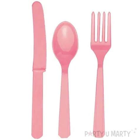 sztucce plastikowe zestaw amscan rozowe 24 szt