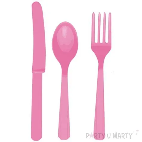 sztucce plastikowe zestaw amscan rozowe 24 szt