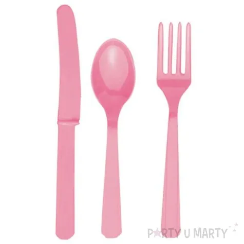 sztucce plastikowe zestaw amscan rozowe jasne 24 szt