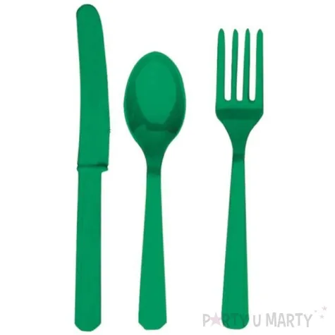 sztucce plastikowe zestaw amscan zielone 24 szt