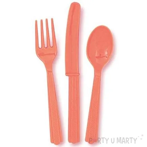 sztucce plastikowe zestaw unique koralowe 18 szt