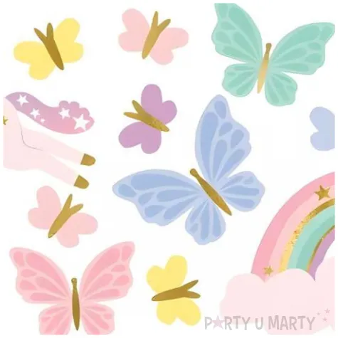 sztuczne tatuaze zmywalne na urodziny jednorozec motyle i tecza pastelowe 15 szt
