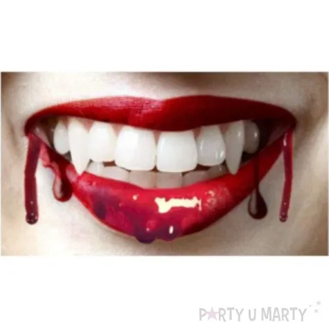 sztuczne zeby kly wampira z krwia biale 1 1 ml amscan