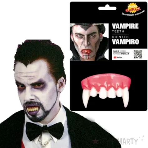 sztuczne zeby wampir rozowy bialy guirca
