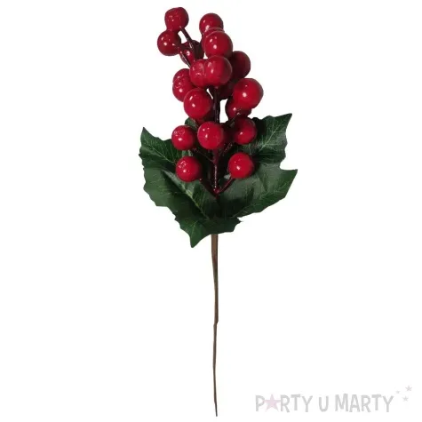 sztuczny kwiat ostrokrzew czerwony bomm 28 cm