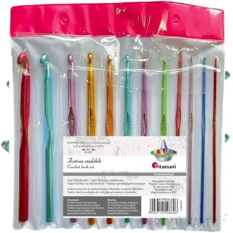 szydelka metalowe ergonomiczne titanum mix 145 mm 2 8 mm 12 szt