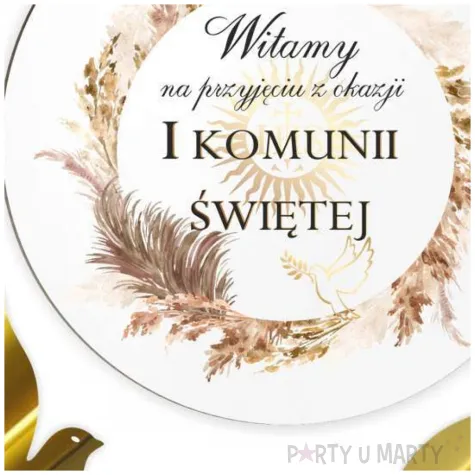 tablica powitalna i zawieszki boho zlote dekoracje na komunie girlanda 29 cm