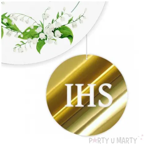 tablica powitalna i zawieszki konwalie zlote dekoracje na komunie girlanda 29 cm