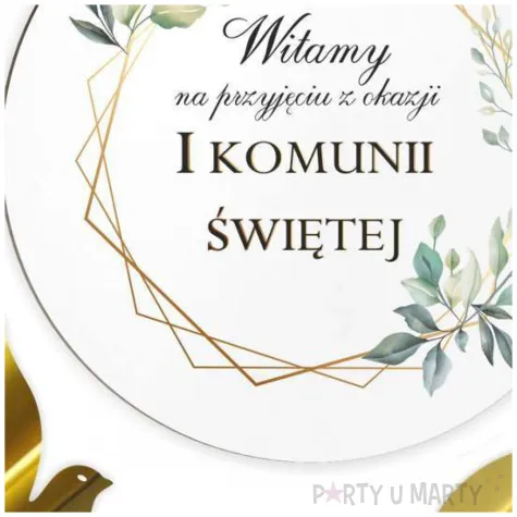 tablica powitalna i zawieszki mietowa geometria zlote dekoracja na komunie girlanda 29 cm