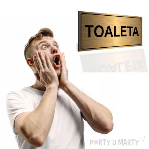 tabliczka informacyjna znak bhp na drzwi wc toaleta zloty lazienka 20x10 cm