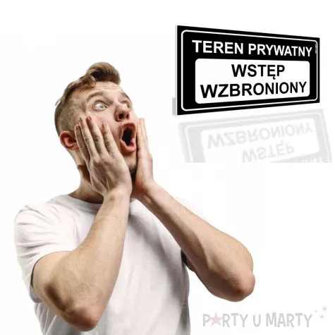 tabliczka informacyjna znak na brame teren prywatny wstep wzbroniony czarny 20x10 cm