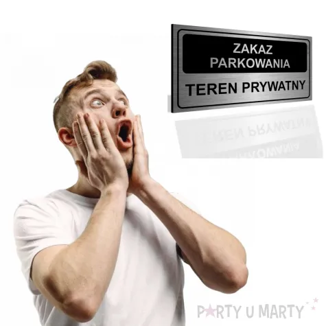 tabliczka informacyjna znak na brame zakaz parkowania teren prywatny srebrny 20x10 cm