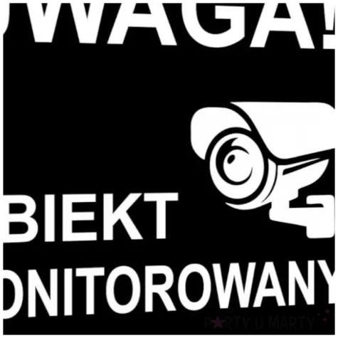 tabliczka informacyjna znak na drzwi uwaga obiekt monitorowany czarny na brame 10x10 cm