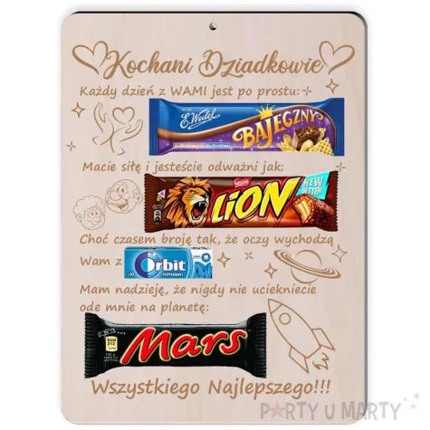 tabliczka kochani dziadkowie drewno 210x170 mm