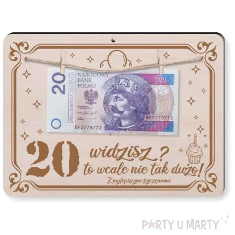 tabliczka widzisz 20 to wcale nie tak duzo drewno 210x155 mm